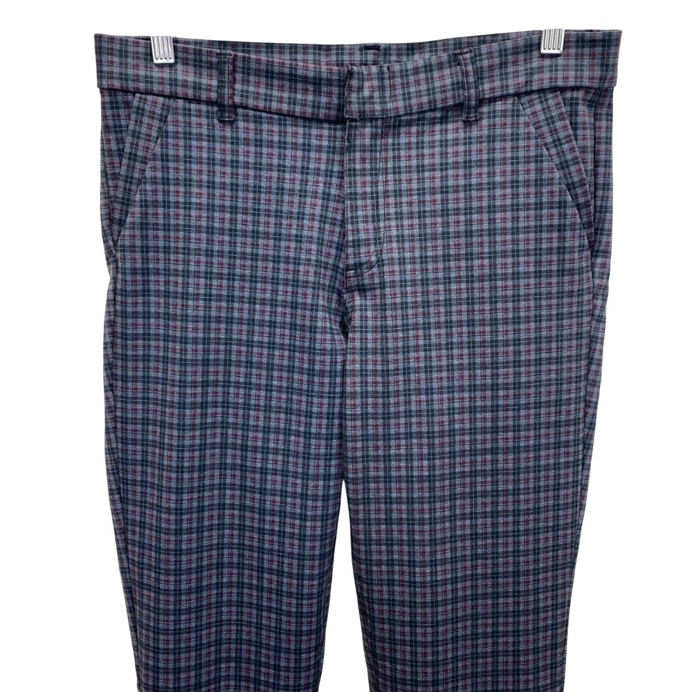 KUT from the Kloth Skinny Plaid‎ Pants Women's Size 8S Black Gray Burgundy